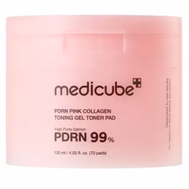 Almofadas Tônicas Medicube PDRN Pink Collagen Toning Gel Pad 120ML 70 Unidades