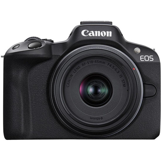 Canon EOS R50 — 24,2 MP • lente RF-S 18-45 mm • preta