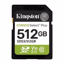 Cartão de Memória Kingston Canvas Select Plus SDXC 512GB Classe 10 150MB/s