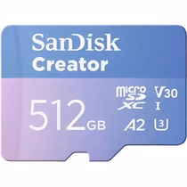 Cartão de Memória Sandisk Creator Micro SDXC 512GB 190MB/s