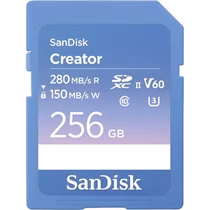 Cartão de Memória Sandisk Creator SDXC 256GB 280MB/s