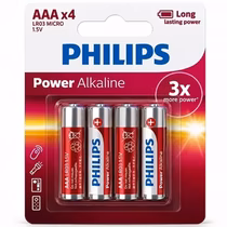 Pilha Philips AAA Power Alkaline LR03P4B/97 - 4 Unidades