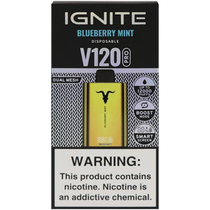 Vaper Descartável Ignite V120 Pro Gold Blueberry Mint 12000 Puffs
