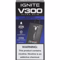 Vaper Descartável Ignite V300 Ultra Slim Blueberry Straw Coconut 30000 Puffs