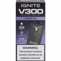 Vaper Descartável Ignite V300 Ultra Slim Grape Ice 30000 Puffs