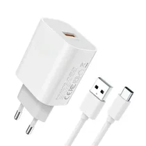 Carregador Ewtto ET-E6155C 18W USB/USB-C c/Cable Blanco Carga Rapida