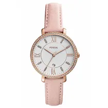 Relógio Analógico Fossil Jacqueline ES4303 Feminino, Couro - Bege, Rosa Ouro