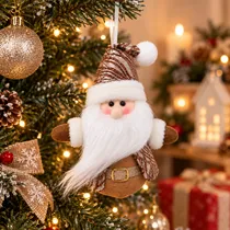 Enfeite Pendente Papai Noel Marrom 15 CM