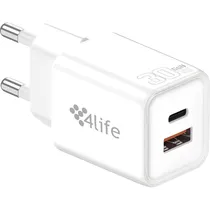 Carregador de Parede 4LIFE FL9530ACGW USB-A + USB-C 30 W - Branco