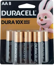 Pilhas Alcalinas Duracell AA MN 1500B8 - 8 Unidades