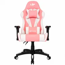 Cadeira Gamer Up Gamer LT Series PKWT01, Pu Algodão Base Em Nylon Reclinável Até 100KG, Rosa e Branco