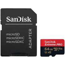 Cartão de Memória Micro SD de 64GB Sandisk Extreme Pro SDSQXCU-064G-GN6MA - Vermelho/Preto