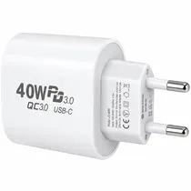 Adaptador de Tomada Mox MO-HC40 USB/USB-C de 40 Watts - Branco