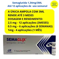 Semaglutida Ozempic Semaglix 1,34MG 3ML Até 12 Aplicações de Uso Semanal