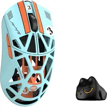 Mouse Gamer Wlmouse Beast X Pro Magnesium Dongle 8K Omron Opticals Solid Sides Sem Fio - Azul/Orange