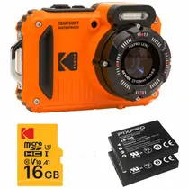 Câmera Digital Kodak Pixpro WPZ2 - 2 Baterias + Micro SD 16GB - 16MP - 4X Zoom - Laranja