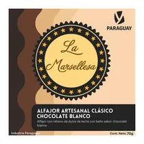 Alfajor Artesanal PY La Marsellesa Clasico Recheio Doce de Leite Cobertura Chocolate Branco 70G