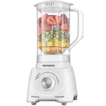 Liquidificador Mondial Turbo Pratic Power L-97-W / 550W / 2.2 Litros / 2 Velocidades + Pulsar / 220V ~ 50/ 60HZ - Branco/ Cinza