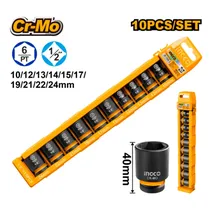 Jogo de Soquetes Curtos 1/2" Ingco HKISSD12106 - 10 Peças