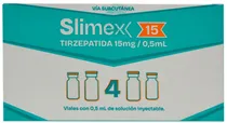 Slimex Tirzepatida 15 MG/0,5ML (4 Frascos com Solução Injetável)