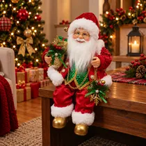 Papai Noel Natalino Traje Verde Vermelho 45 CM