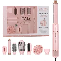 Kit Escova Secadora Modeladora Enzo EN-755P / 9 Em 1 / 1500W / 220-240V ~ 50/ 60HZ - Rosa