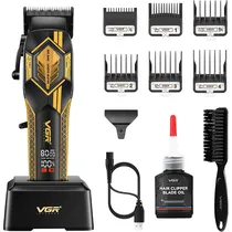 Cortador de Cabelo Voyager VGR V-119 / 8000RPM / com Acessórios / Recarregável - Preto/ Dourado