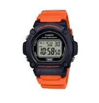 Casio Reloj Masc W-219H-4AVDF Negro/Naranja + Estuche