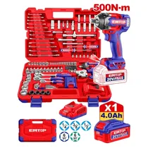 Kit de Llave de Impacto Y Destornillador A Batería Emtop EEDK15202 152 Piezas 1BA