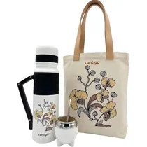 Kit Térmico Contigo + Cuia + Bomba + Bolsa - Amarelo 1.1L