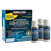 Solução Capilar Kirkland Minoxidil 5% para Crescimento de Barba e Cabelo - 6 X 60ML