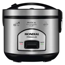 Panela Elétrica de Arroz Mondial Pratic 6I Premium PE-43-6X - 500W - 6 Xícaras - 110V/60HZ - Preto e Inox