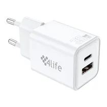 4LIFE Cargador FL8530ACGW 30W c/Cable USB-C A USB-C/USB-A White