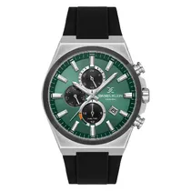 Relogio Analógico Masculino Daniel Klein DK.1.14348-4 Exclusive Gent / Pulseira de Silicone - Preto/Prata/Verde