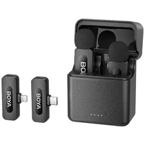 Microfone de Lapela Sem Fio Boya BY-V3 Combo com USB-C/Lightning - Preto (Anatel)