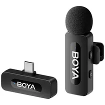 Microfone de Lapela Sem Fio Boya BY-V10 com USB-C - Preto (Anatel)
