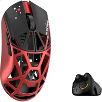 Mouse Gamer Wlmouse Beast X Mini Pro Magnesium Dongle 8K Omron Opticals Solid Sides Sem Fio - Vermelho/Preto