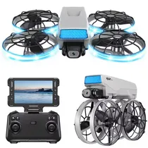 Drone Hetzer XJ2 com Controle/ Tela/ 180°/ 100 Metros/ 2 Baterias - Silver