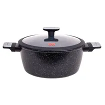 Caçarola Funda Giratória Ucc Life de 28 CM Em Granito Preto.