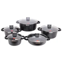 Conjunto de Panelas de Indução Antiaderentes Ucc Life de 10 Peças, Preto