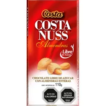 Chocolate Costa Roll Nuss Almendras 0%Azucar Barra 110G 101472