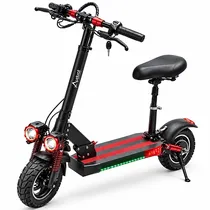 Patinete Elétrico Audisat M4 350 Watts Rodas de 10" Até 32 KM/H Capacidade 120 KG Autonomia 25 KM - Preto/Vermelho (3 Meses de Garantia)