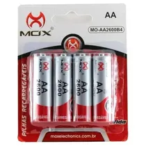 Pilhas Recarregável Mox AA com 4 Pilhas, 5000MAH
