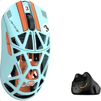 Mouse Gamer Wlmouse Beast X Mini Pro Magnesium Dongle 8K Omron Opticals Solid Sides Sem Fio - Azul/Orange