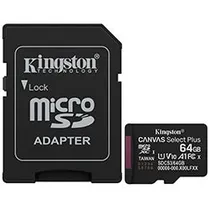Cartão de Memória Micro SD Kingston Canvas Select Plus C10 U1 V10 A1 64GB - SDCS3/64GB