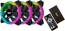 Cooler Fan de Gabinete Kit com 3, Aigo Darkflash CF11 Pro Argb, Conector 6-Pinos/Molex 4-Pino/RGB 3-Pinos, 120MM, com Controladora, Preto