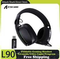 Auricular Wireless Attack Shark L90 RGB Tri Mode/Sound 7.1/Con Microfono/215G Black