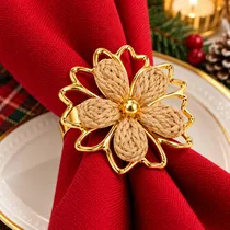 Porta-Guardanapo Flor Marrom Dourado 4 CM