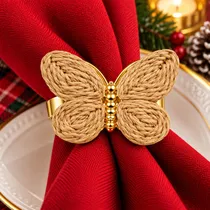 Porta-Guardanapo Borboleta Marrom Claro Dourado 4 CM