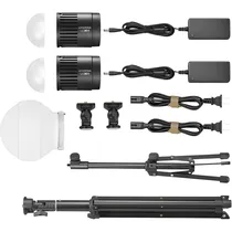 Kit de Iluminação LED Godox Litemons LC30D K2 com Difusor + 2 Tripés - Preto